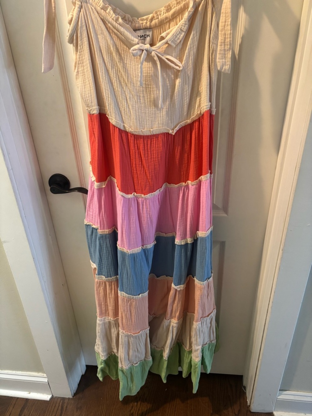 Tiered Multi-Color Tie-Strap Maxi Dress - Picture 2 of 7